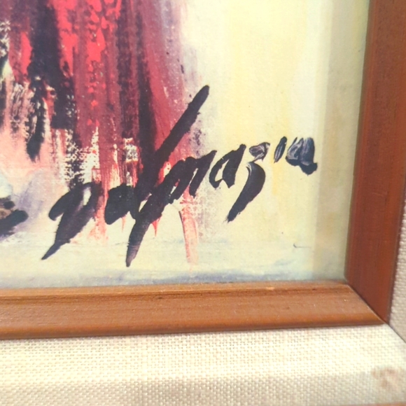 Vtg Ettore De Grazia 13"x17" Frame 8"x11.5" Print "Red Blanket" From Orig. Oil - Picture 4 of 4